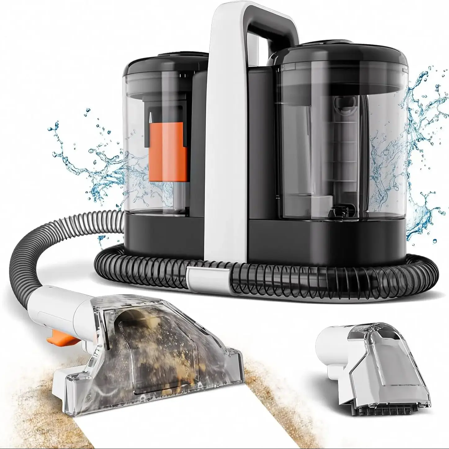 

Saerke W07 Dual Tank Portable Carpet & Upholstery Cleaner Machine for Pets, Stairs, Couch Area Rugs, Upholstery, Car Seat