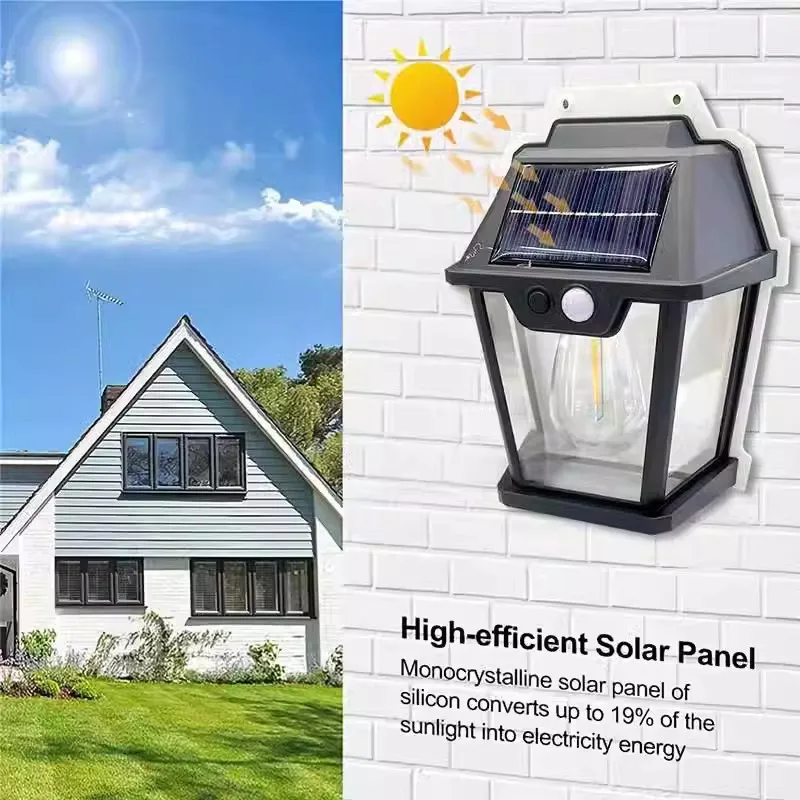 LED Solar Tungsten Light Human Body Induction Solar Wall Lamp Waterproof House Garden Yard Street Emergency Night Filament Lamps