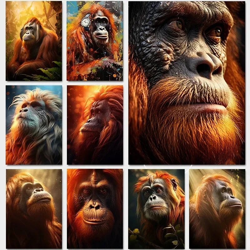 Thinking Gorillas Wearing Clothes Pictures Room Wall Decoration Painting Canvas Printing Bedroom Office Home Decorations Deco