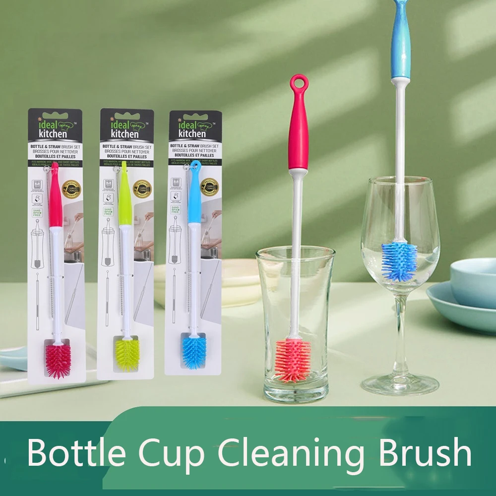 Long Handle Cleaning Brush Non-Slip Grip for Narrow Bottles Durable Plastic Brush for Hard-to-Reach Areas Bottle cleaner Tools