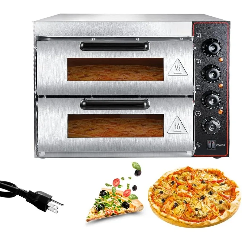 

Shikha Commercial Pizza Oven 16 inch Pizza Double Deck 3000W 110V Electric Oven Multipurpose Toaster Bake Broiler 40L Capacity