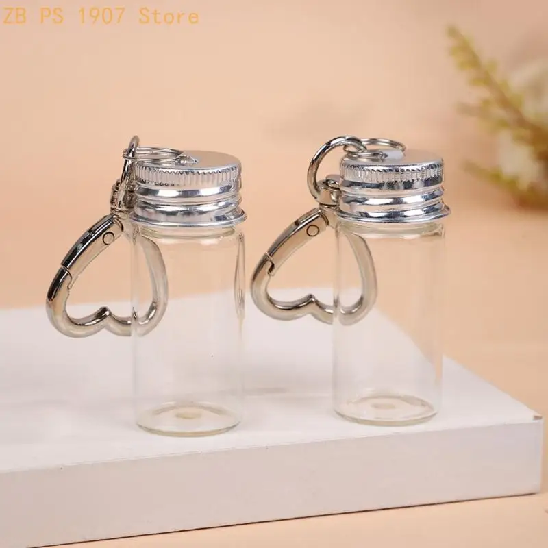5Pc Lovely Handcrafted Glass Hope Chain Personalizing Aluminium Cap Empty Glass Bottle Storage Jar Holder 55KA
