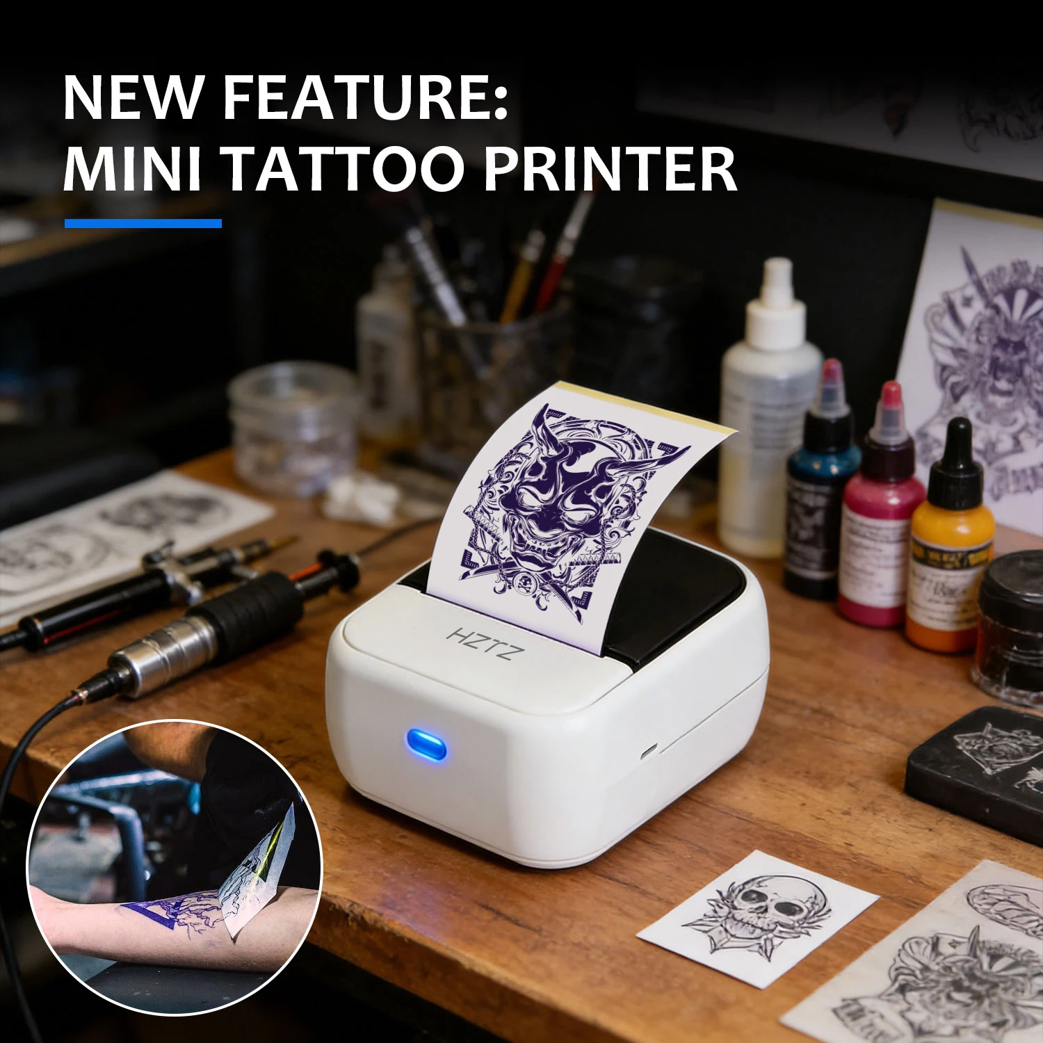 C50 mini Wireless Tattoo /Label Printer, Inkless Thermal Printing, Suitable for DIY Projects, Tattoos, Logo Printing, and Patter