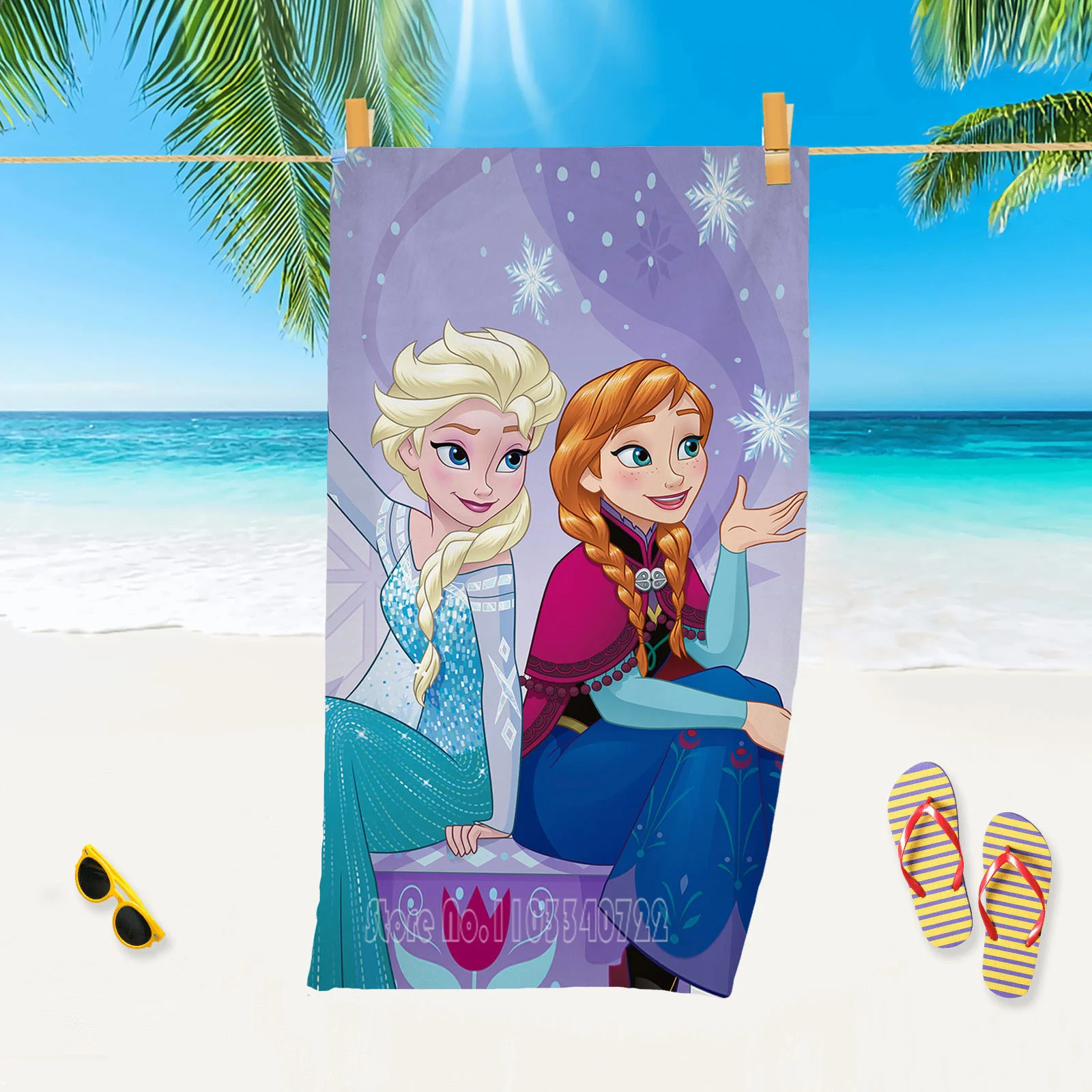 Disney Frozen Princess Beach Towel Elsa Anna Bath Towels Microfiber Swimming Towel Decor for Adults Kids Gift 75x150cm