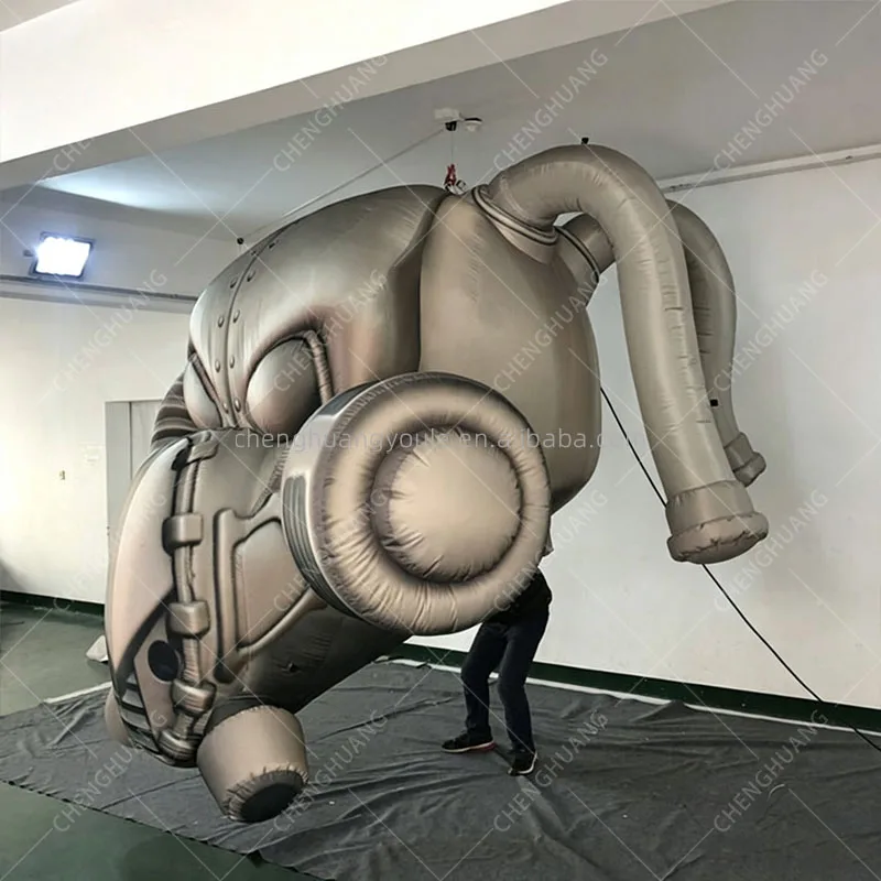 Giant Inflatable Suspended Alien Skull With Gas Mask Robot Head Model Museum Shopping Mall Event Exhibition Decoration Props