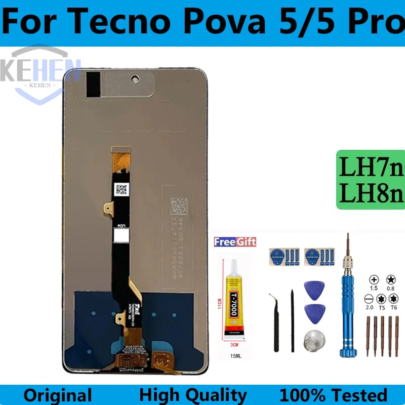 LH7n LH8n 100% New Premium Lcd For Tecno Pova 5 Display Touch Screen Digitizer Panel Assembly For Pova 5 Pro Screen Replacement