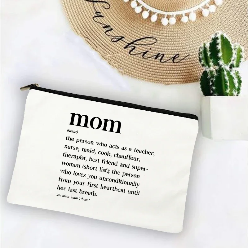 Mom Definition Print-neceser para mujer, organizador de artículos de tocador, estuche de almacenamiento para lápiz labial, regalos para el día de la madre, neceser de viaje para maquillaje