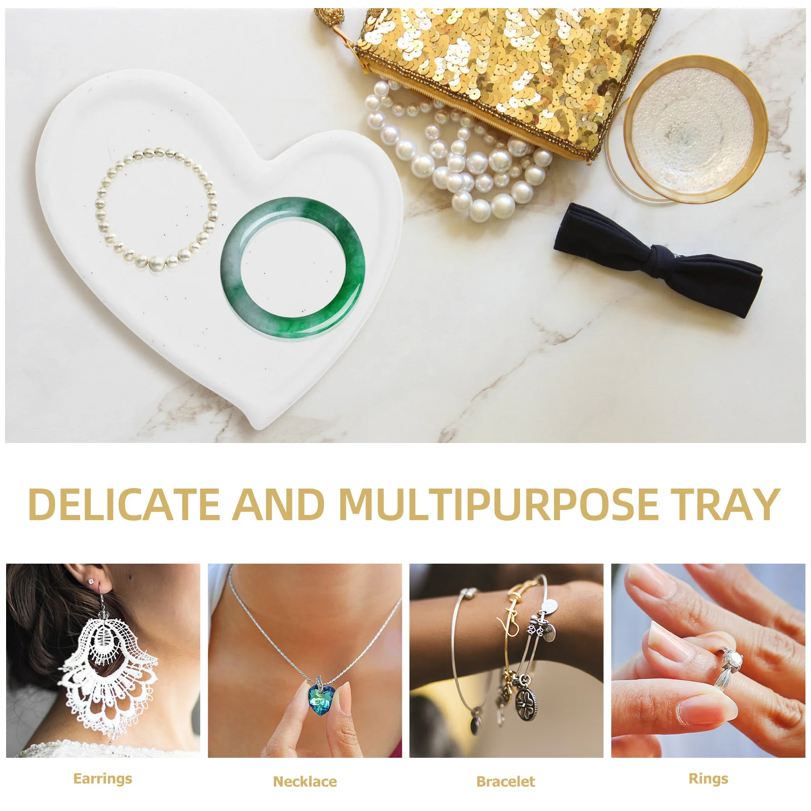 

Ceramic Jewelry Organizer Ring Dish Necklace Earrings Storage Tray Decorative Plate Home Office Bedroom Use Ring Dish