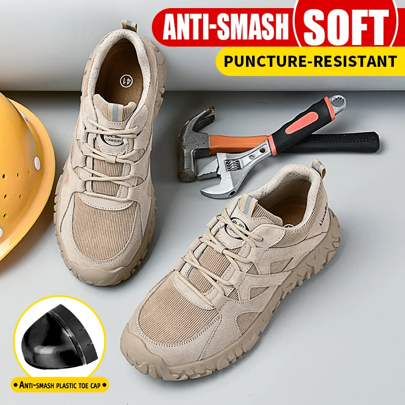 Air Cushion Work Safety Shoes For Men Women Breathable Work Sneakers Steel Toe Shoes Anti-puncture Safety Protective Shoe