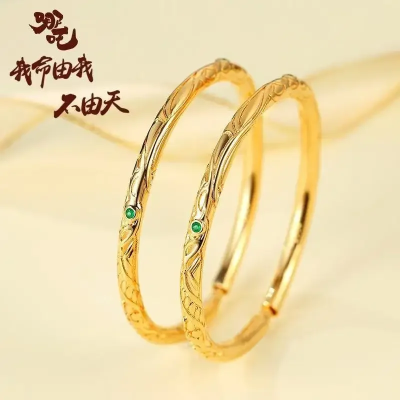 2025 Nezha's Devil Child Gangkun Ring 60CM Bracelet Men Women's Lovers Gold-plated Big Dimensions Bangle Vintage Fashion Jewelry