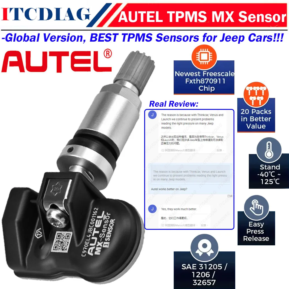 

Autel MX Sensor 433MHZ 315MHZ TPMS Sensor Tire Repair Tool Scanner Tire Pressure Monitor Tester Best TPMS Sensors for Jeep Cars