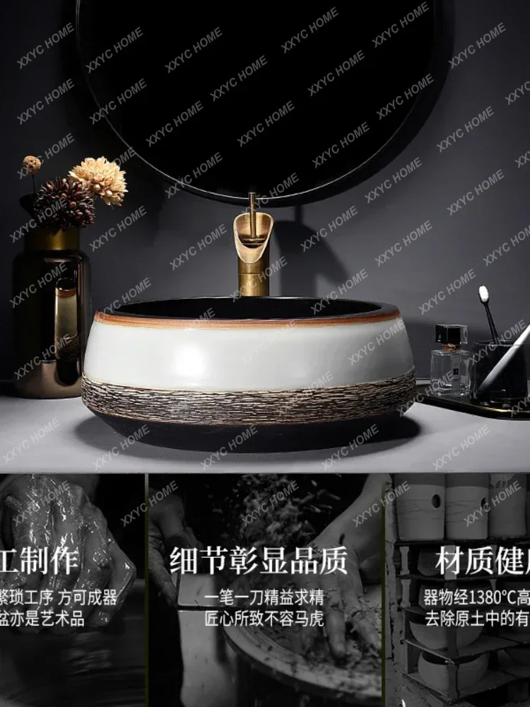 Antique Wash Basin Table Basin Retro Ceramic Washbasin Bathroom Art