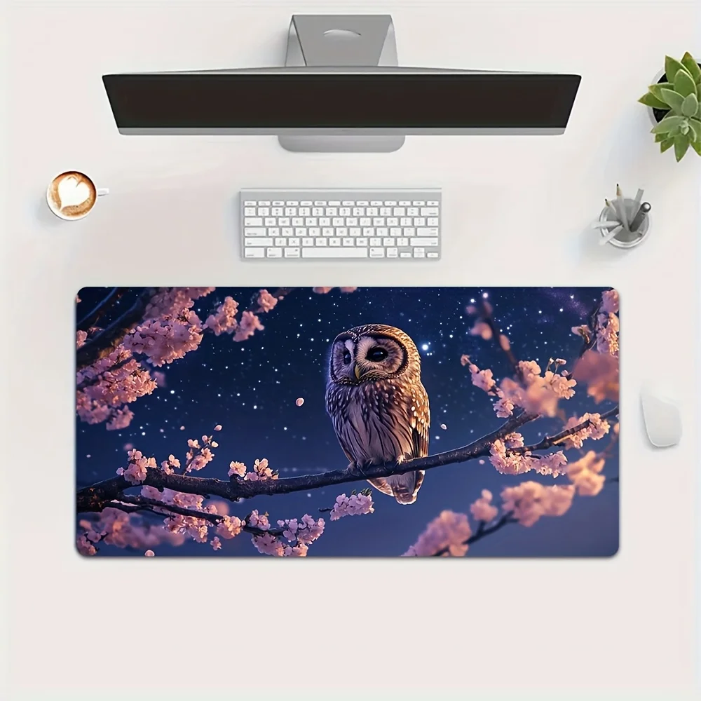 

Коврик для мыши Big Owl and Plum Blossom — нескользящая резиновая основа, подходит для офиса и домашнего использования, идеальное украшение комнаты.