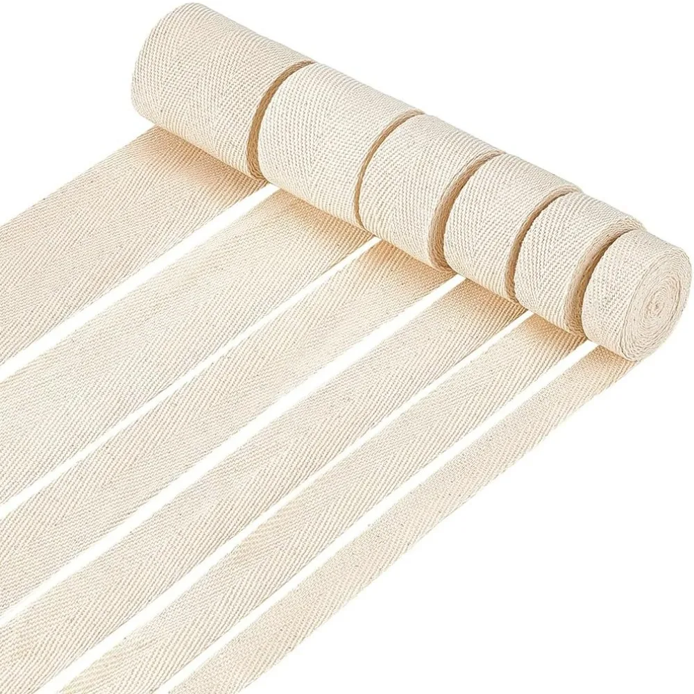 

6 размеров хлопковая саржевая лента, лента шириной 5/8 ~ 2-1/8 дюйма, саржевая лента для рукоделия, швейная вязка (бежевый, 13,1 ярда)