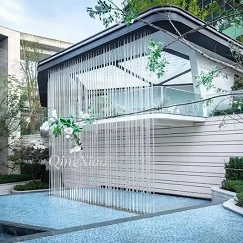 Custom Graphic Water Curtain Waterfall Feature Decorative Water Screen For Outdoor Garden Villa Courtyard Landscape Layout