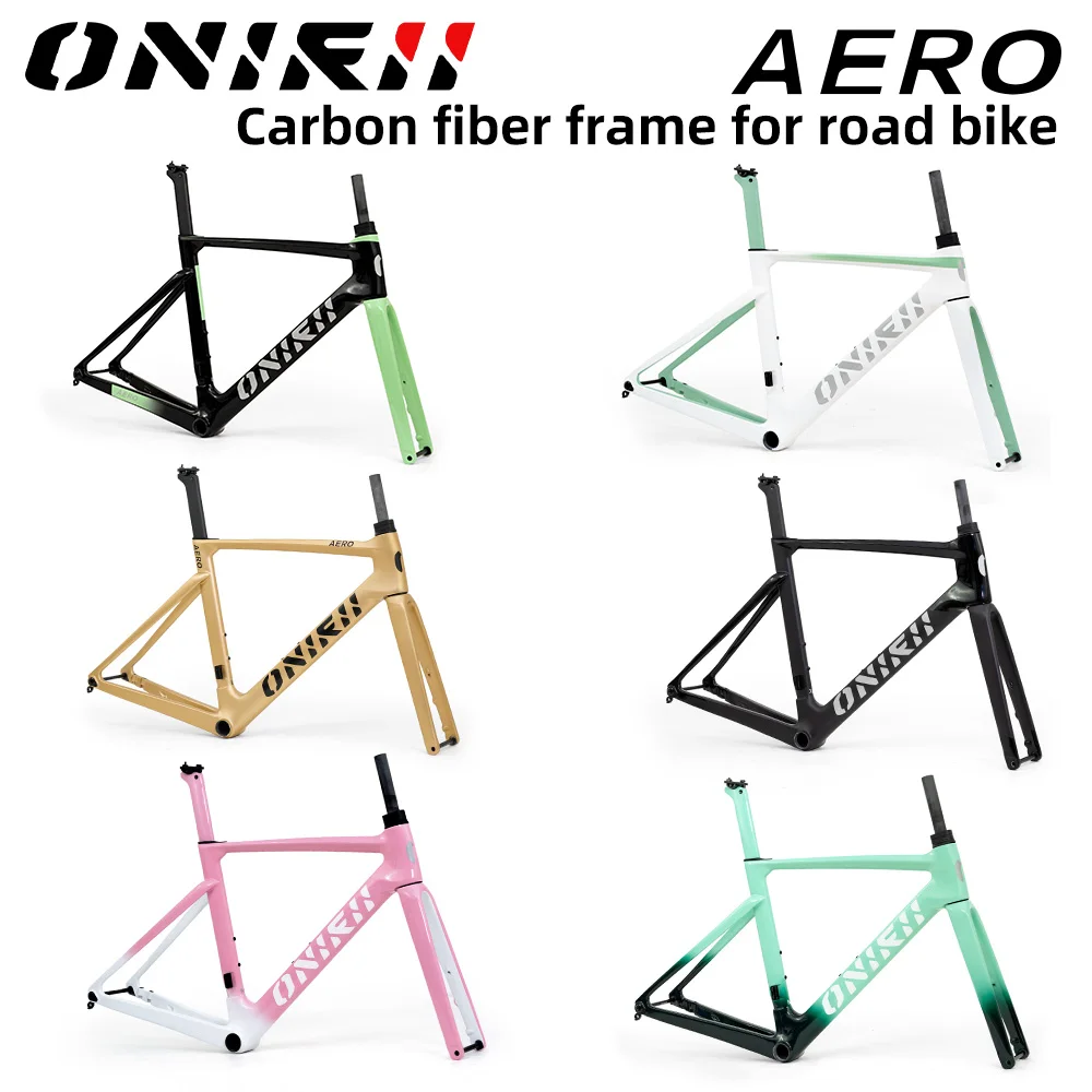 Road Bike Frame Carbon with Front Fork, Headset, Seat Post, Tail Hook,Thru Axle  Parts 12x100mm 12x142mm for Cycling Race ONIRII