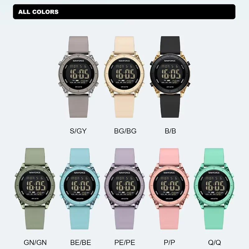 NAVIFORCE Comfortable Silicone Woman watch Waterproof LCD Display Clock Ladies Fashion Sport Electronic Wristwatches Reloj Mujer
