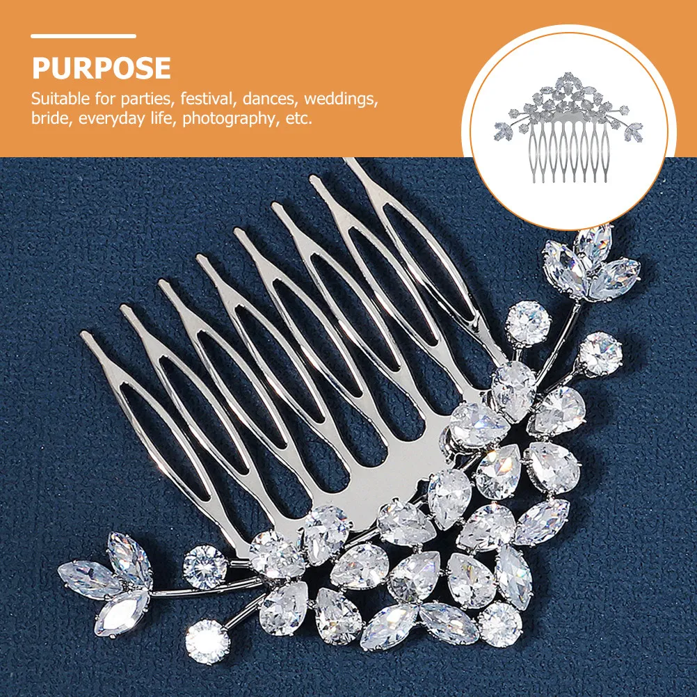 Stylish Water Drop Shape Zirconia Hair Comb for Bride Rhinestone Bridal Headpiece Wedding Headdress Elegant Accessory