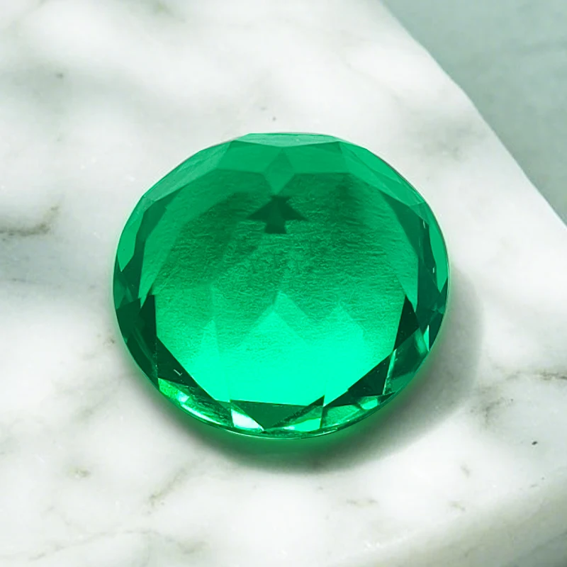 Lab Grown Colombia Emerald Loose Stone Round Shape Hand-cut Hydrothermal Gemstone for Jewelry Making Selectable AGL Certificate