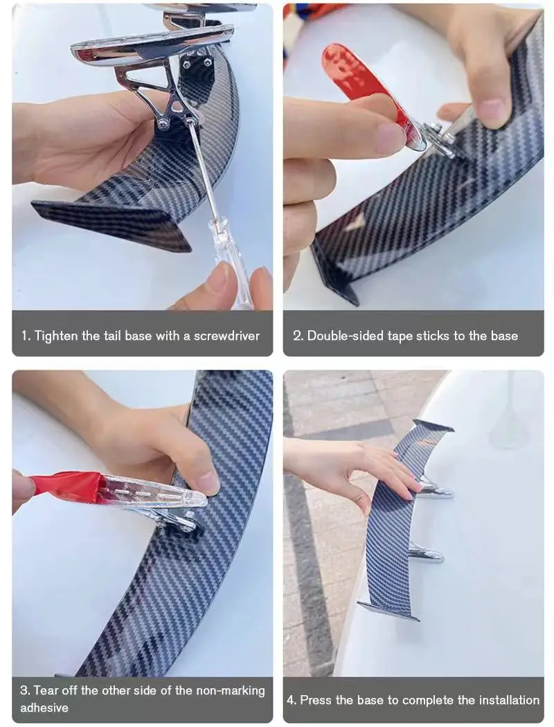 300mm Carbon-Faser Mini Auto Heckspoiler, Universelle Sportliche Heckflügel-Dekoration, Kofferraumlippe Spoiler für Auto-Außenstyling – Detail 8