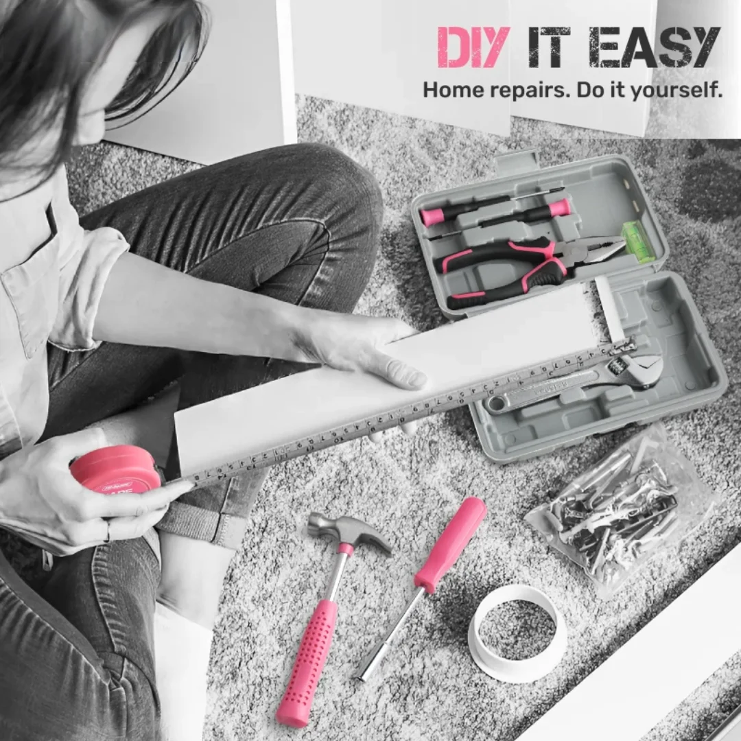 Hi-Spec 18/19/20PCs Pink DIY Tool Kit with Electric Pen & CR-V Steel - Home Maintenance Hand Tools Set for Women & Car Care