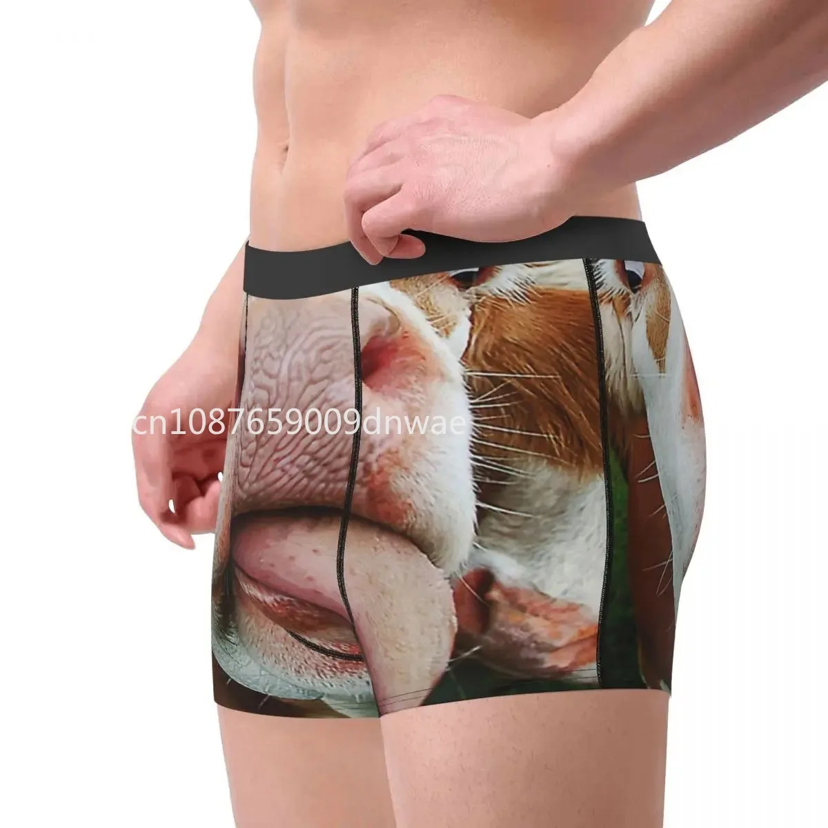 Cow Funny Face Milk Pet Cute Animals With Tongue Licking Mouth Underpants Panties Men\'s Underwear Sexy Shorts Boxer Briefs