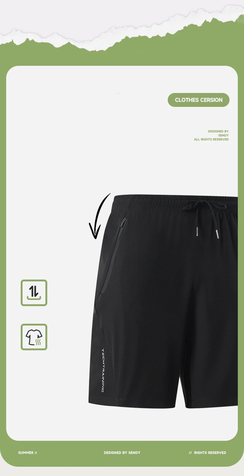 Men's Bottoms Summer Gym Workout Running Cycling Quick Drying Breathable Drawstring Waist Sports Shorts Reflective