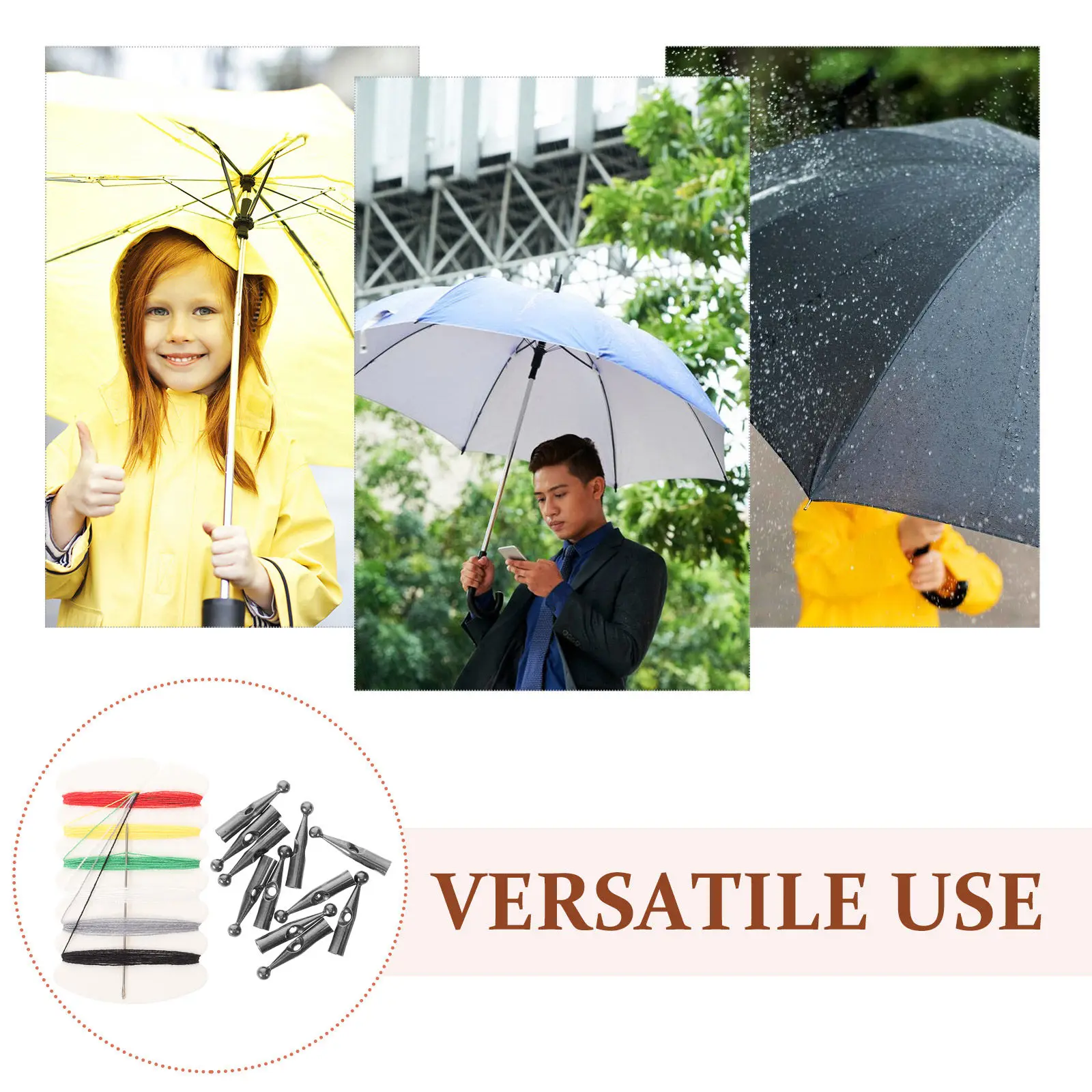 10Pcs Folding Umbrella Tail Tips Metal Repair Beads Replacement Anti-Wear End Caps Reverse Design Rain Umbrella Accessories