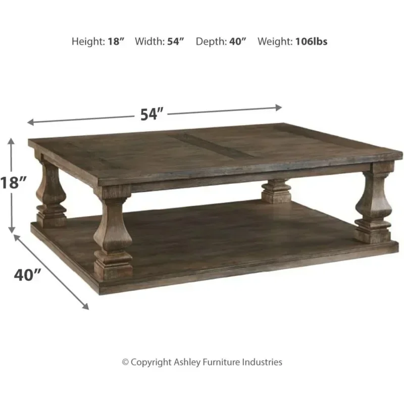 Signature Design by Ashley Johnelle Farmhouse Coffee Table with Weathered Finish Café Furniture Home Retro Style