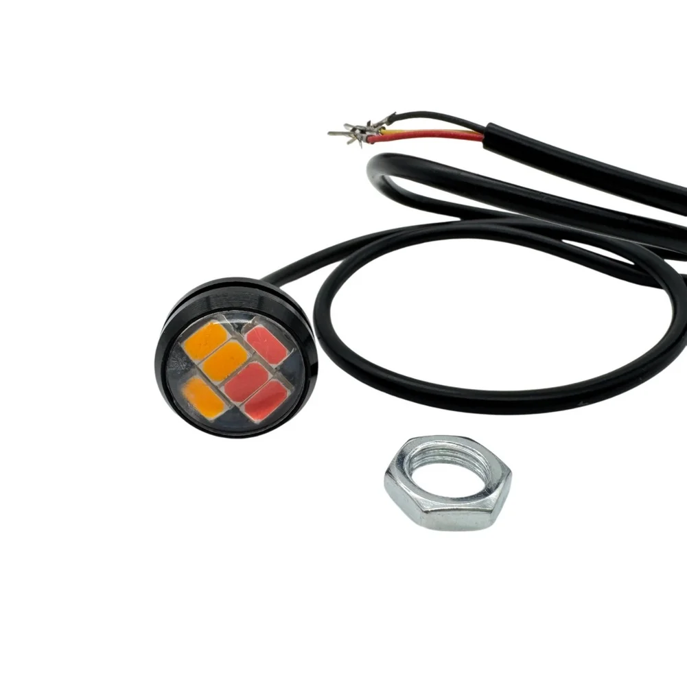 Rear Spotlight Compatible with For Vsett 9 Scooter - Black LED Light with Red Yellow Diodes and 65cm Connection Wire