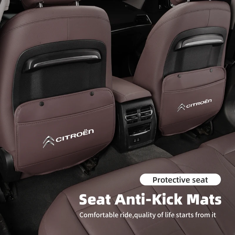 سيارة مكافحة ركلة وسادة جلدية السيارات المقعد الخلفي حامي منصات المضادة للخدش لسيتروين C4 C3 C5 C1 C2 C-Elysee Berlingo بيكاسو ثاب