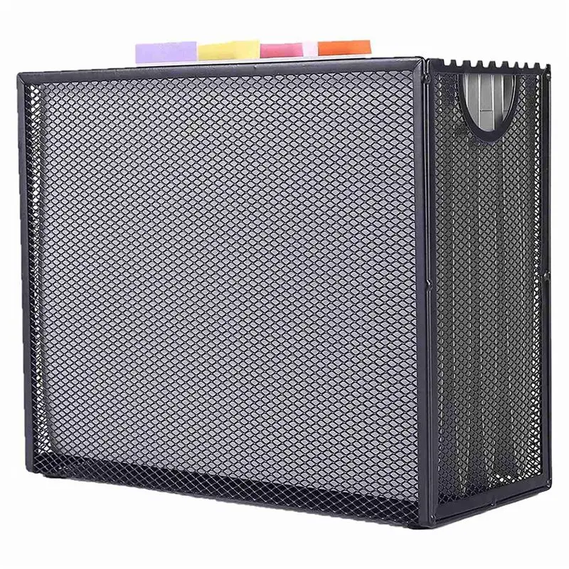 Exquisite-2X Hanging File Organizer Filing Box,Metal Mesh File Crate Desk Organizer Magazine Holder With 10 Hanging Folders