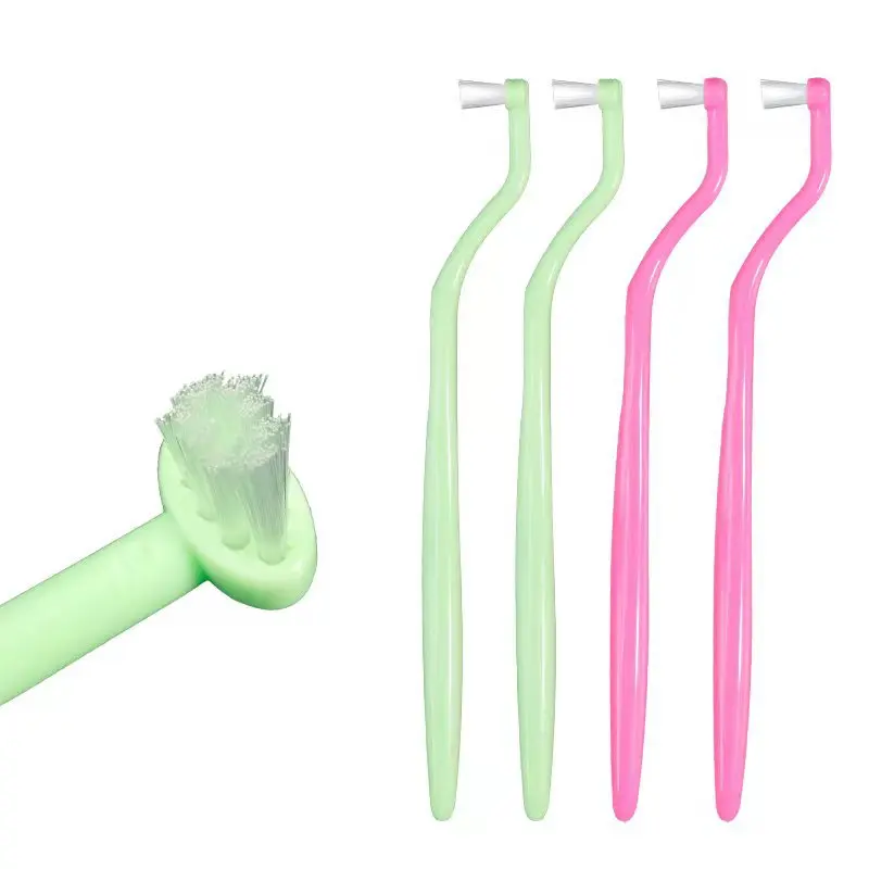 

4pcs Orthodontic Interdental Brush Small Head Soft Hair Oral Care Tool Single-Beam Orthodontic Dental Reusable Circular Brush