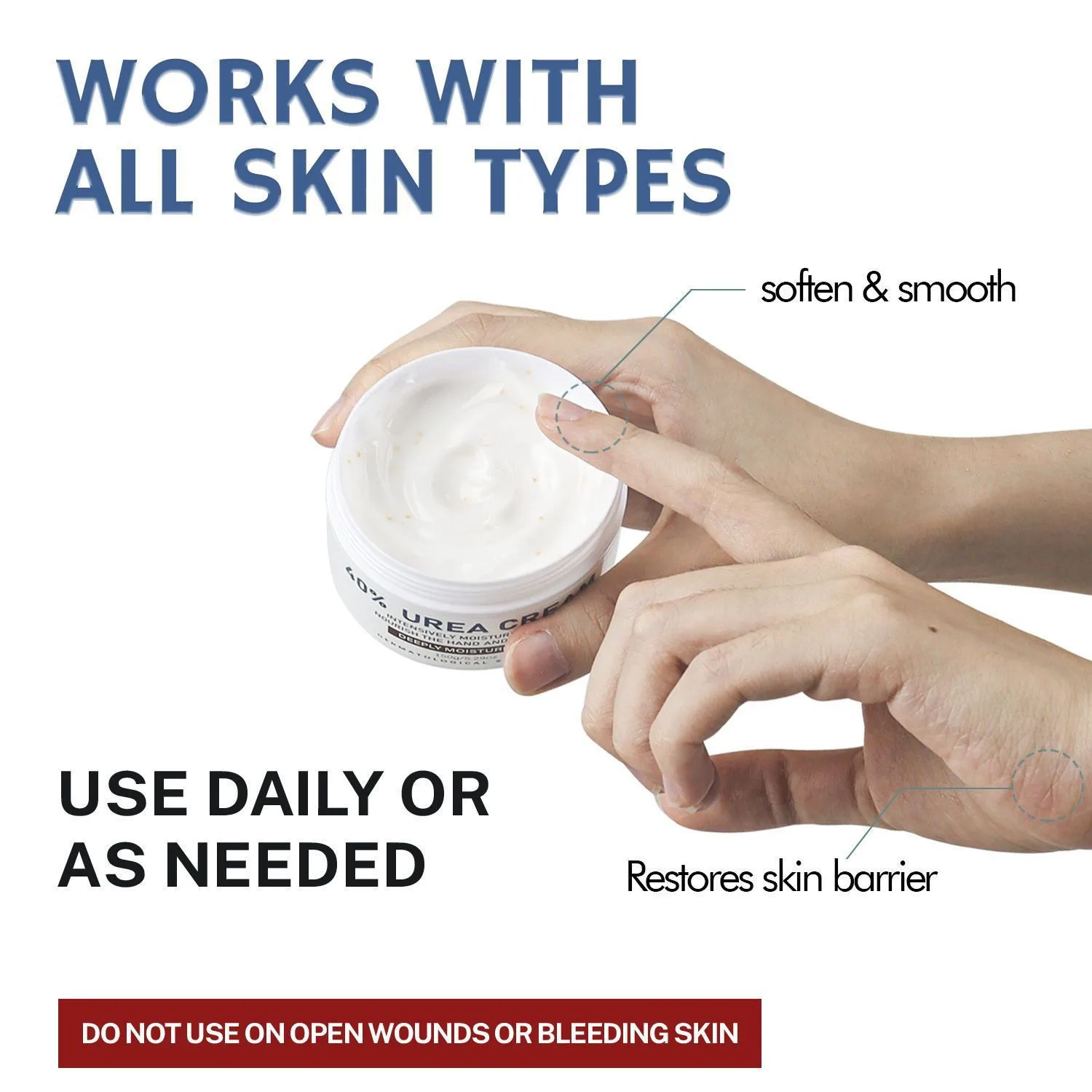 كريم اليوريا 42% كريم اليوريا لتجفيف وترطيب كريم اليدين والقدمين للبشرة الجافة، تقشير وتخفيف الحكة 100 جرام/زجاجة