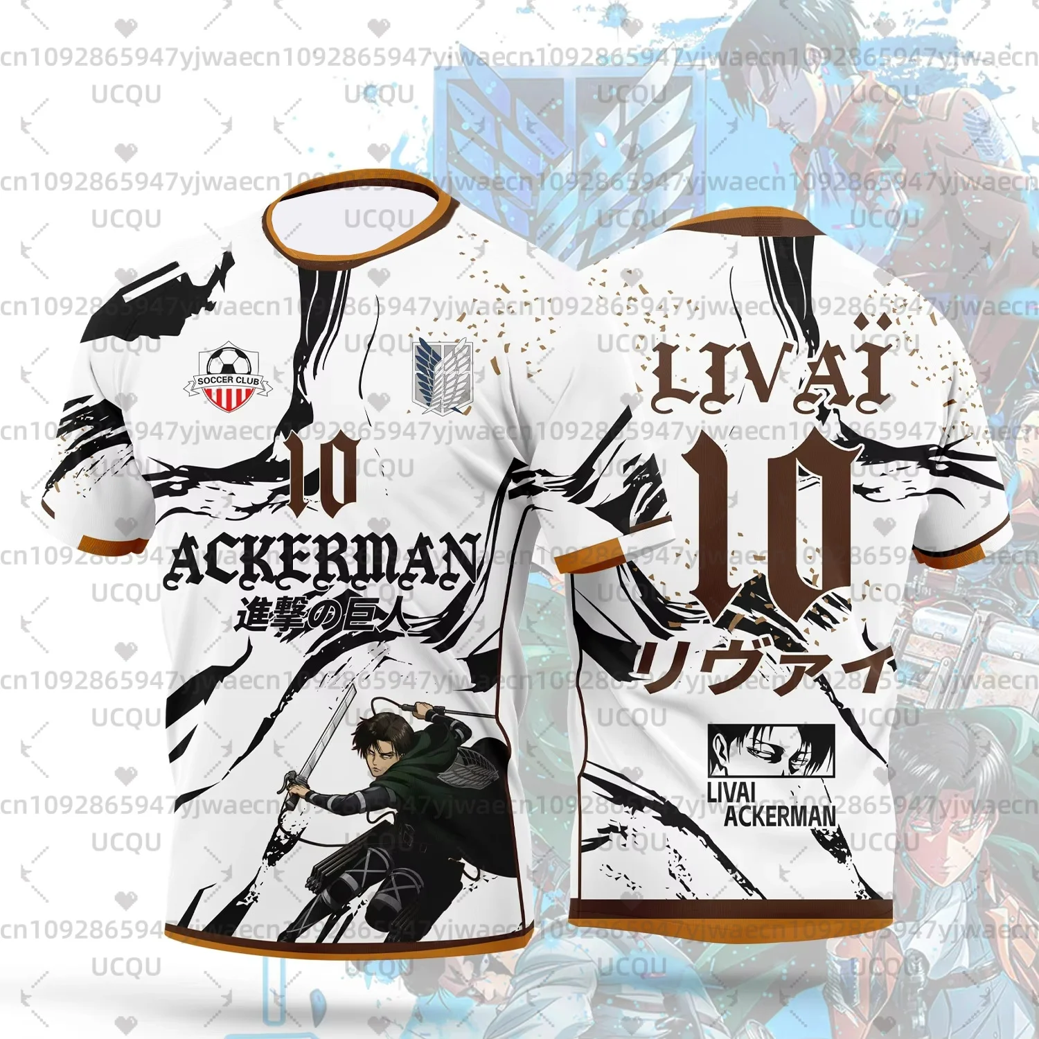 Camiseta Deportiva de Manga Corta Oversize con Estampado 3D de Ataque a los Titanes 2026, Levi Ackerman, Eren Yeager, Número 10, Cosplay