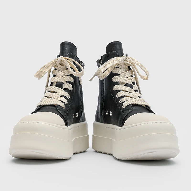 

European American High Cut Thick Soled Casual Couple Board Shoes Niche Design Breathable Side Zipper High Street Classic Boots