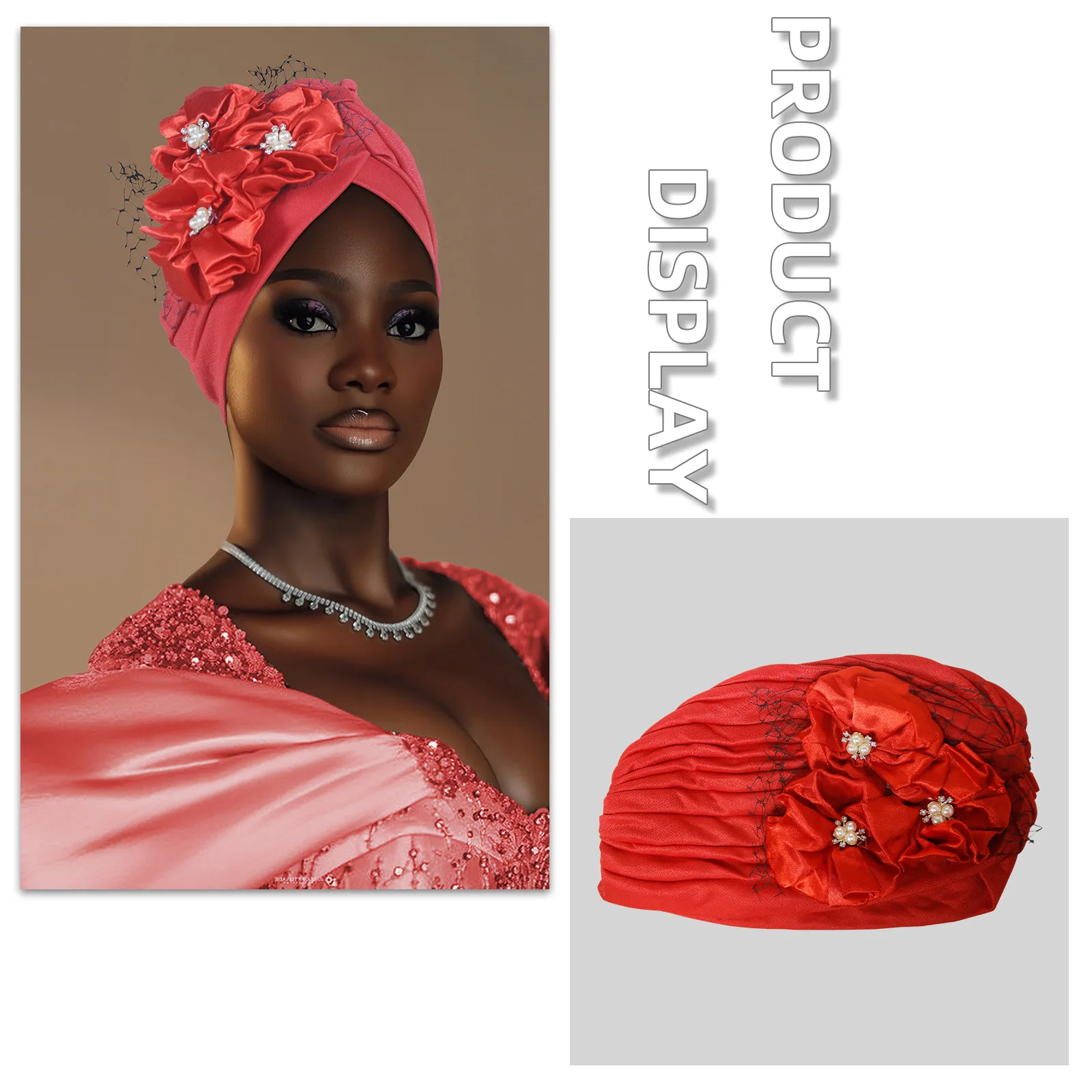 نيجيريا حفل زفاف أغطية الرأس زهرة عمامة قبعة للنساء مسلم الحجاب الحجاب الأفريقي Geles Headties بونيه رئيس التفاف قبعة #1