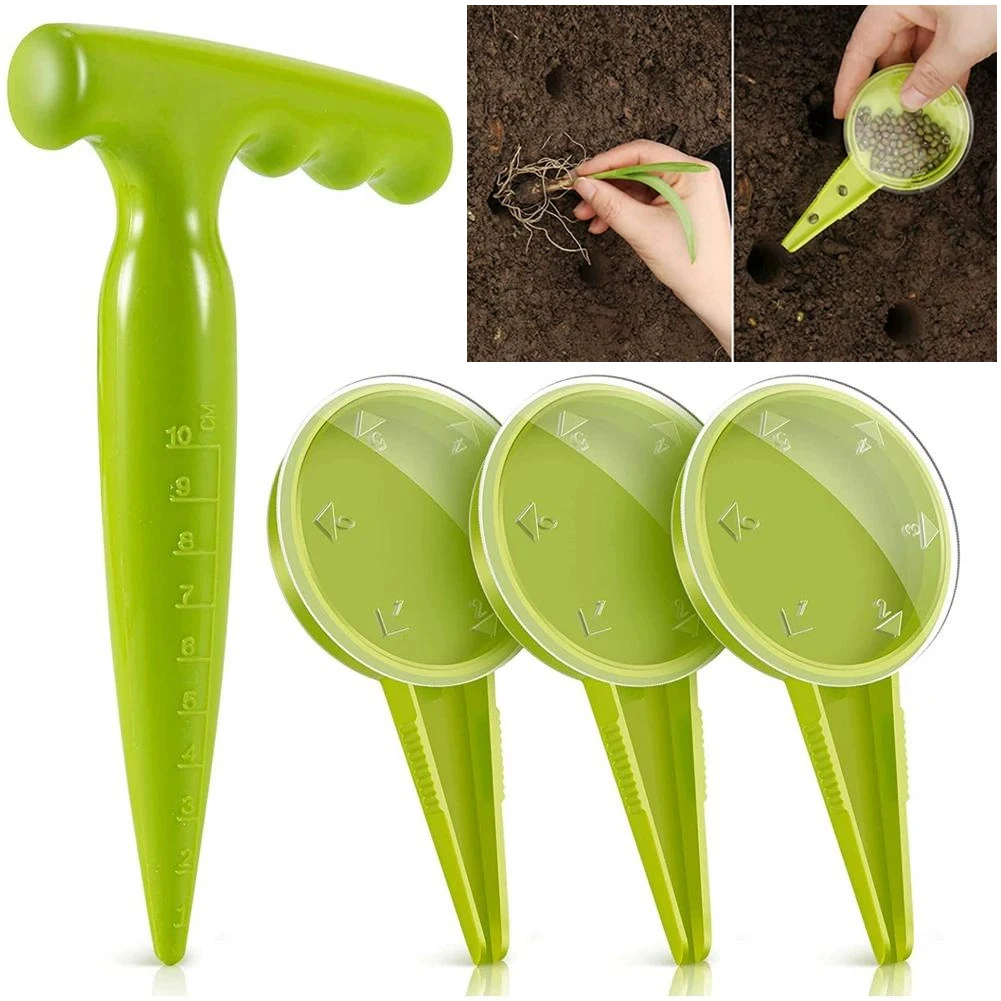 Sembradora manual de semillas mixtas, espaciador de semillas para jardinería, plantadora, plantilla de siembra para jardín, perforador de agujeros, herramientas manuales para excavar el suelo