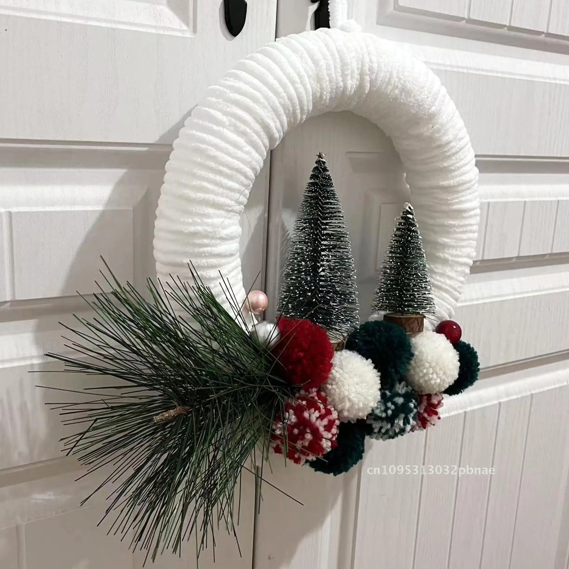 إكليل عيد الميلاد القطيفة خط الكرة البسيطة شجرة عيد الميلاد الباب الأمامي قلادة لوحة الباب إكليل