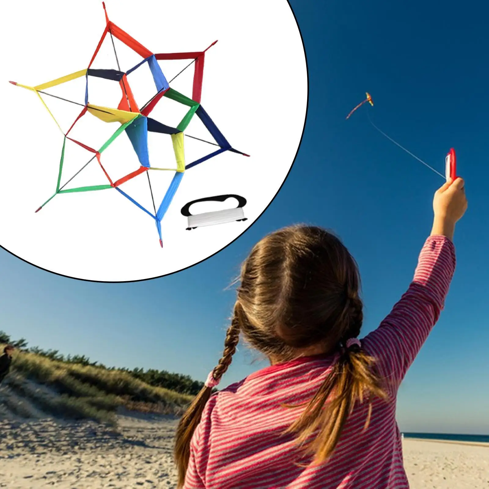 

Hexagonal Shape Kite Portable Bright Color for Leisure Sports Yard Beginners