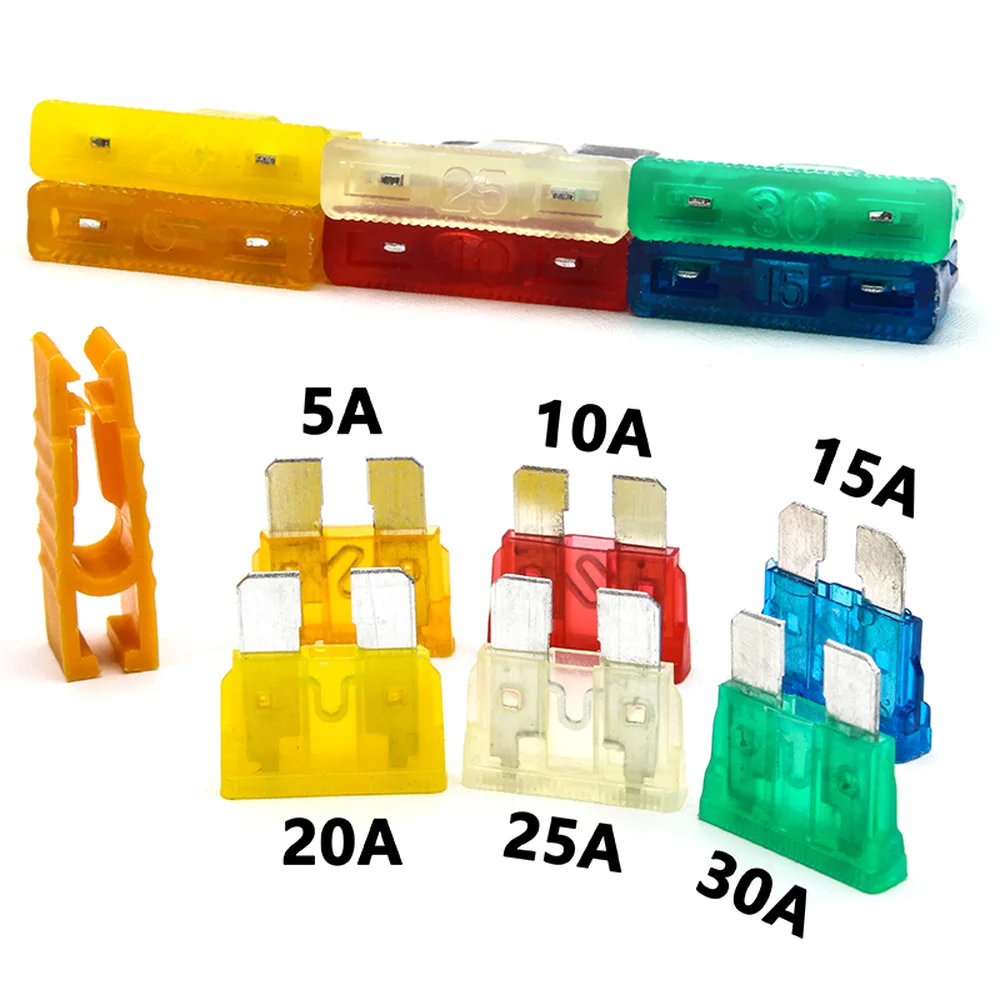 Medium Fuse Blade Aluminum Insurance Plug In Truck Boat Car Blade Fuse Auto Fuse Assortment Set 5/10/15/20/25/30A