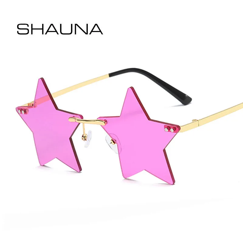 SHAUNA Unique Rimless Pentagram Sunglasses Fashion Five-pointed Star Shades UV400