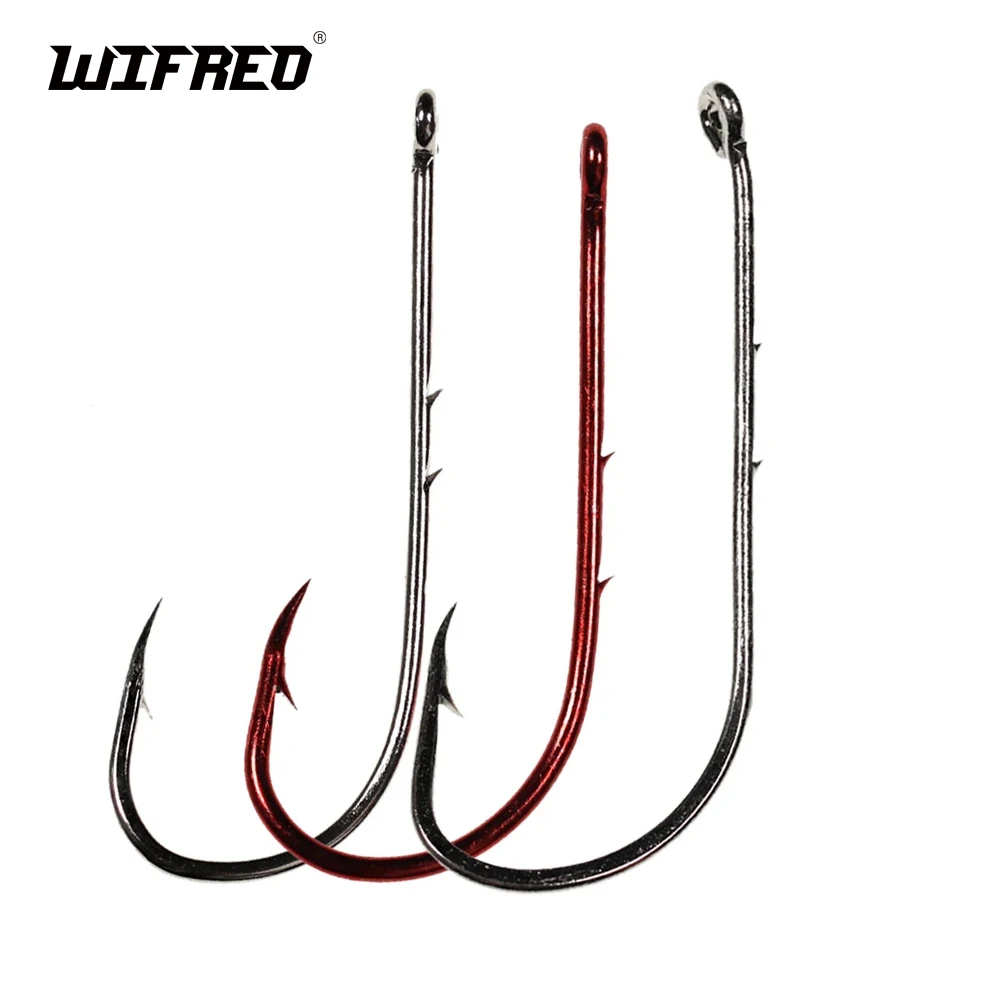 Wifreo 20/50 Barbed Fish Baitholder Hook Hard Carbon Steel Fishing Hooks Worm Garfish Bream Bait Holder White Nickel Red 1#-5l0#