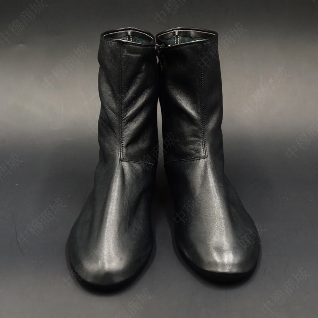 Herren Damen Unisex Echtes Halal Schaffell Leder Schwarz Bodensocken Khuffs Hajj Umrah mit Fleece gefüttert