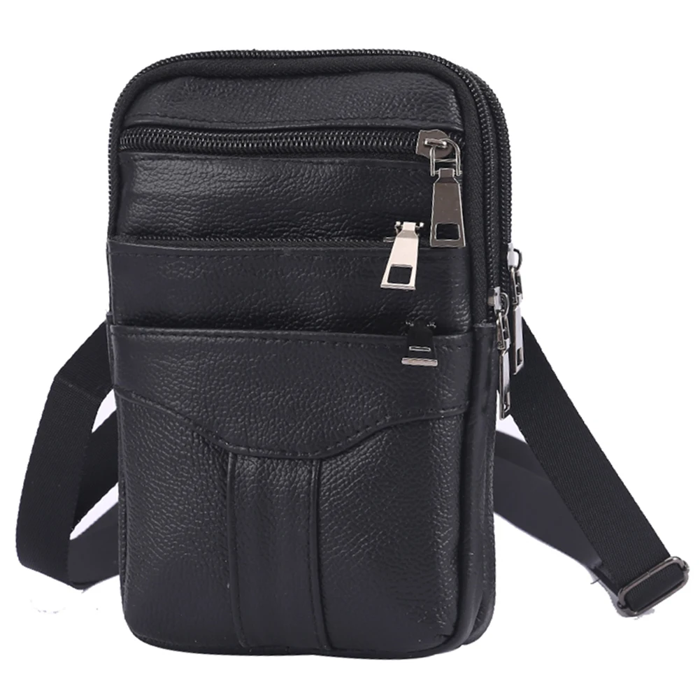 Men Stylish Crossbody Bag Multi-Layer Leather Vintage Waist Pouch Lightweight Fashion Sling Bag Male Travel Outdoor Bag