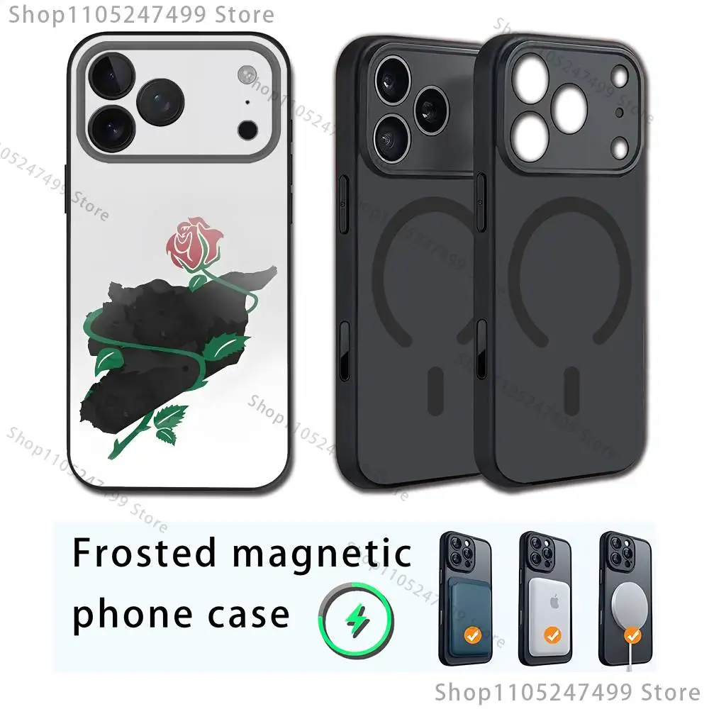 Telefono con logo dell'emblema della bandiera S-Syrian per iPhone 17,12,11,16,15,13,14,Pro,Max,Plus,Mini, per Magsafe, custodia di ricarica wireless magnetica