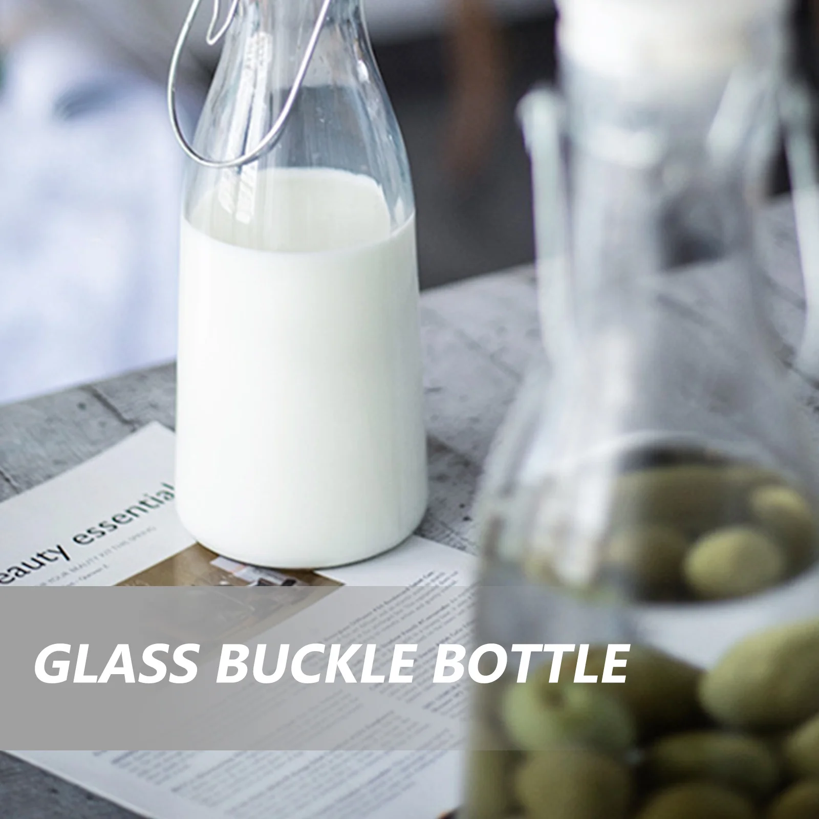 

Glass Buckle Bottle Multi-Functional Leak-Proof Storage Container for Milk Juice Beer Beverage Travel Picnic Household Use