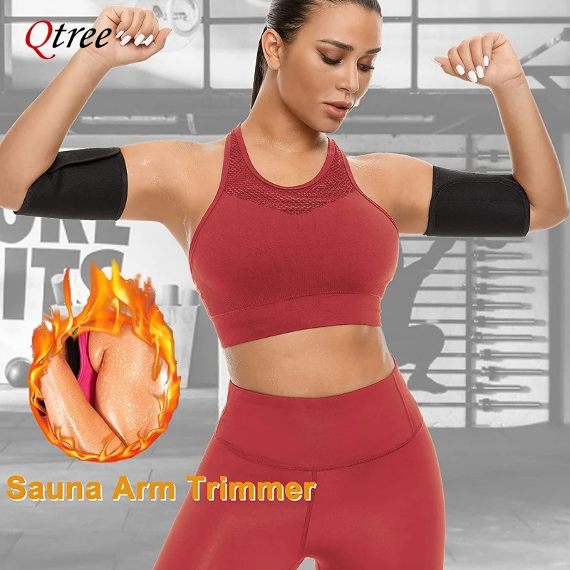 Qtree Arms Shaper Belt Women 2 PCS Sauna Sweat Fat Burner Trimmer Wrap Free Adjustable Slimming Fitness Arm Trainer Strap Corset