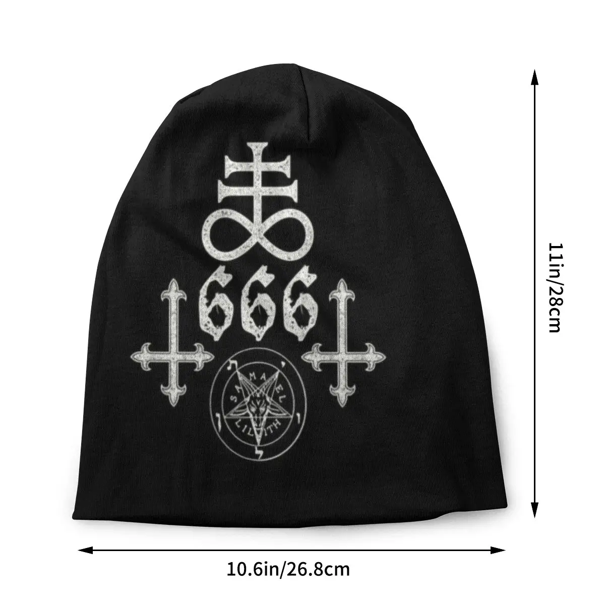 Custom Leviathan Cross Satan 666 Beanies Caps Unisex Trend Winter Warm Knitting Hat Adult Baphomet Satanic Symbols Bonnet Hats