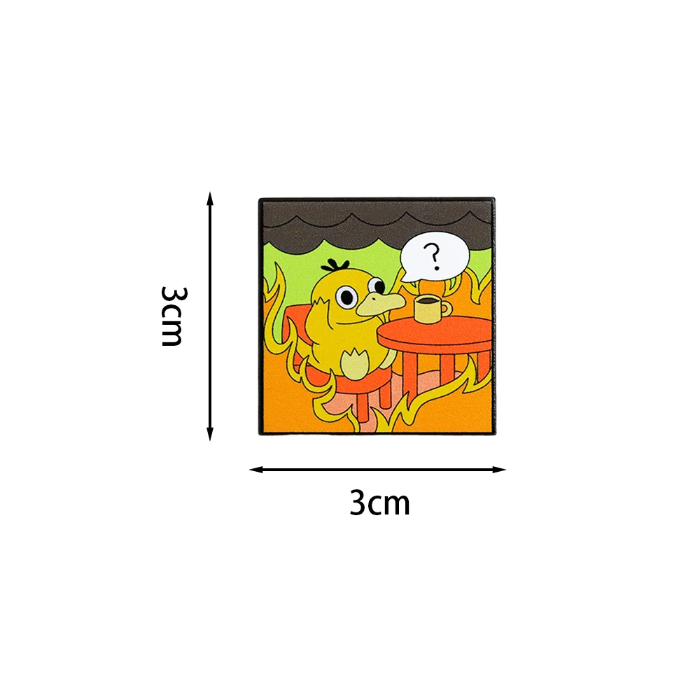Duck This Is Fine Mix & Match Niedliche Anime-Brosche Haus in Flammen Emaille-Pin Verwirrte Tiere Abzeichen Accessoires Souvenir Schmuck Geschenk – Detail 2